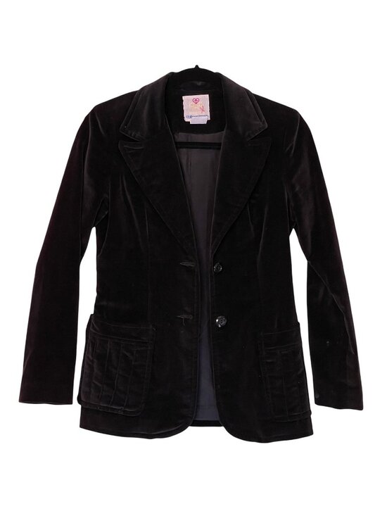 College Town Jackets & Blazers - Black Velvet Women's Jacket Size 8 Vintage 1970s made by College Town